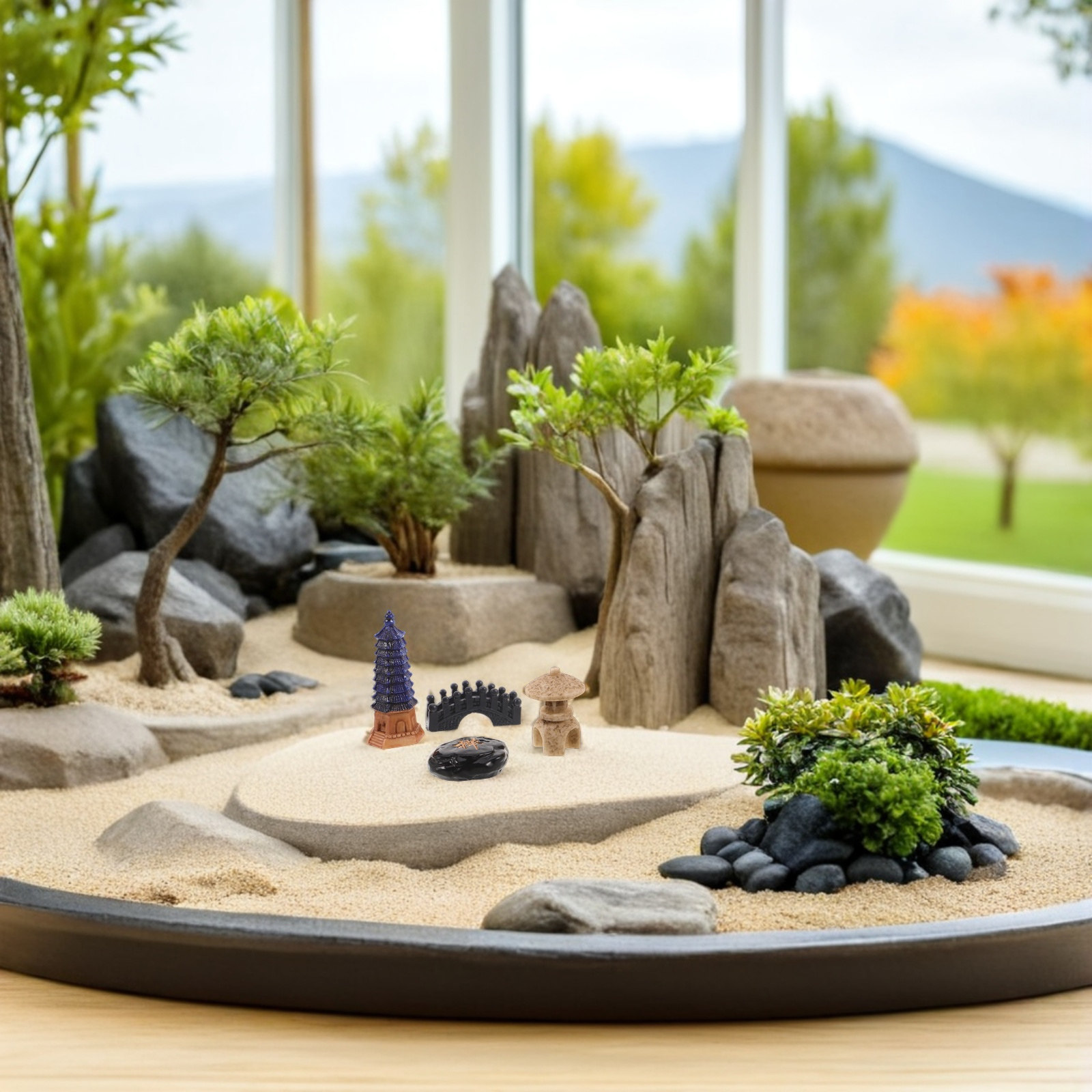4Pcs Mini Japanese Pagoda Stat - Bonsai Garden Desk review and price