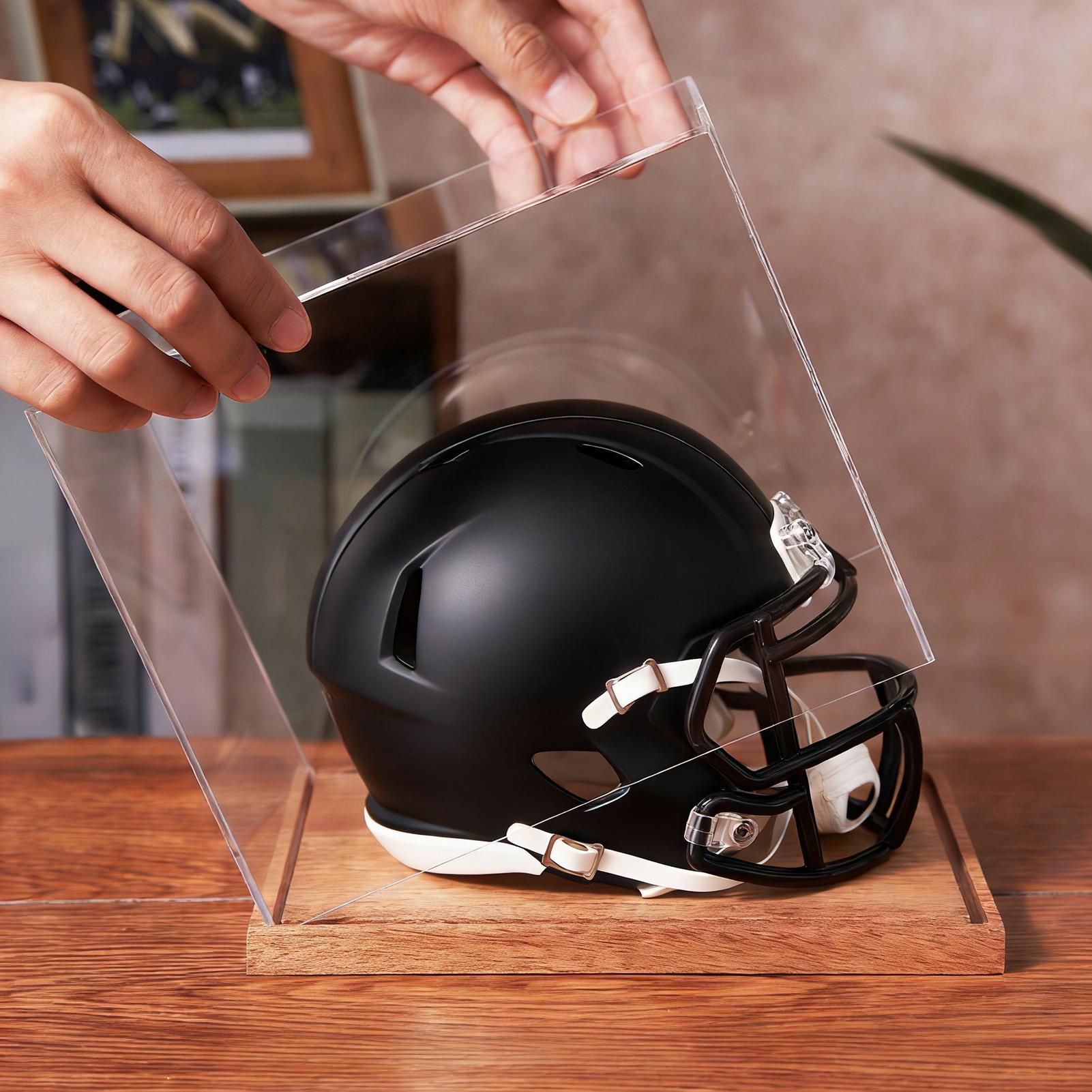 Football Helmet Case Clear Box - Display Stand Wood review and price