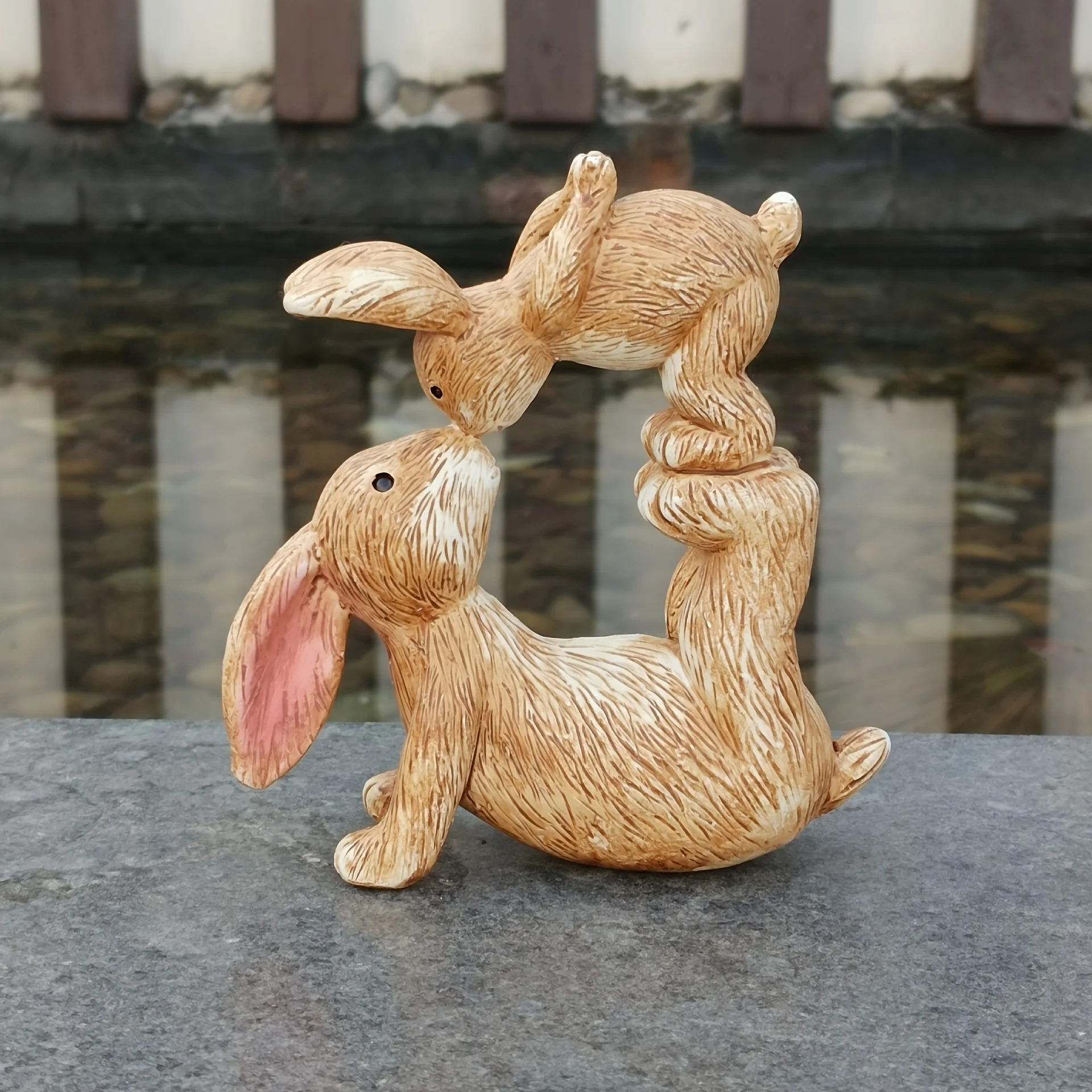 Garden Resin Kissing Bunny Sta - Bonsai Garden Desk review and price